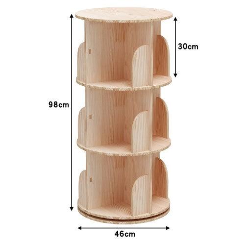 3 Tier Rotating Bookshelf, 360° Solid Wood Rotating Stackable Shelves Bookshelf Organizer for Home, Bedroom, Office - Toytexx 3 Tier Rotating Bookshelf, 360° Solid Wood Rotating Stackable Shelves Bookshelf Organizer for Home, Bedroom, Office - Toytexx